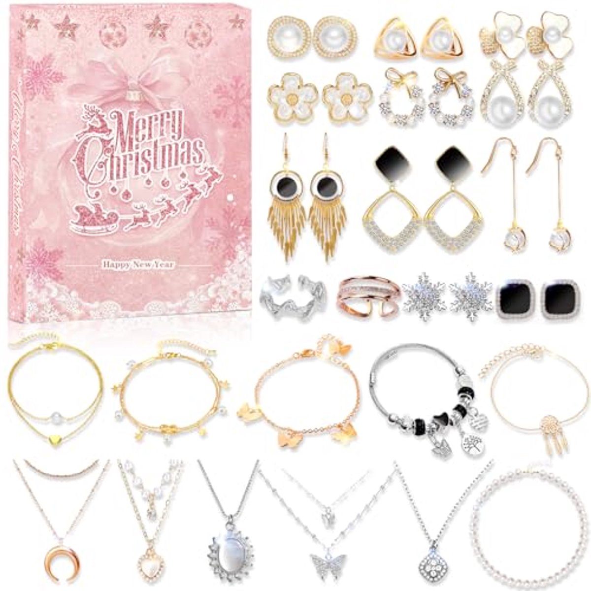Adventskalender met kerstsieraden voor dames en meisjes - 24 verrassingen