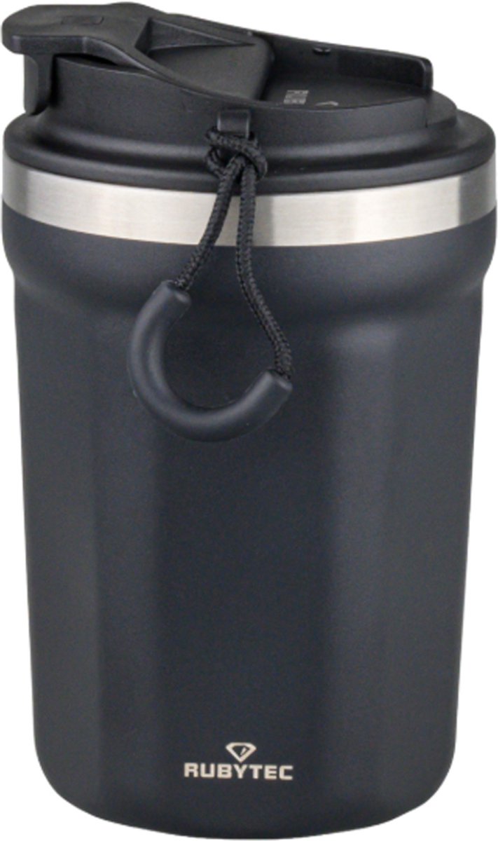Rubytec Shira Mugshot - 200 ml - Thermosbeker - Koffiebeker To Go - Vacuüm Drinkfles - Thermosfles - Waterfles - RVS Drinkfles - Urenlang Koud of Warm Drinken - Lekvrij - BPA-vrij - Zwart
