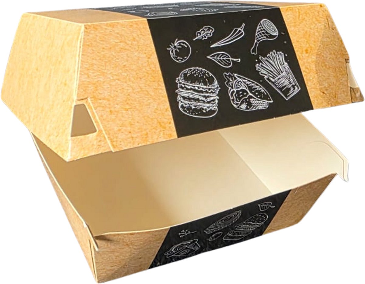 Hamburgerbak - Middel - 100stuk - karton - 11.5x11.5x8cm - Snack Time - IMES