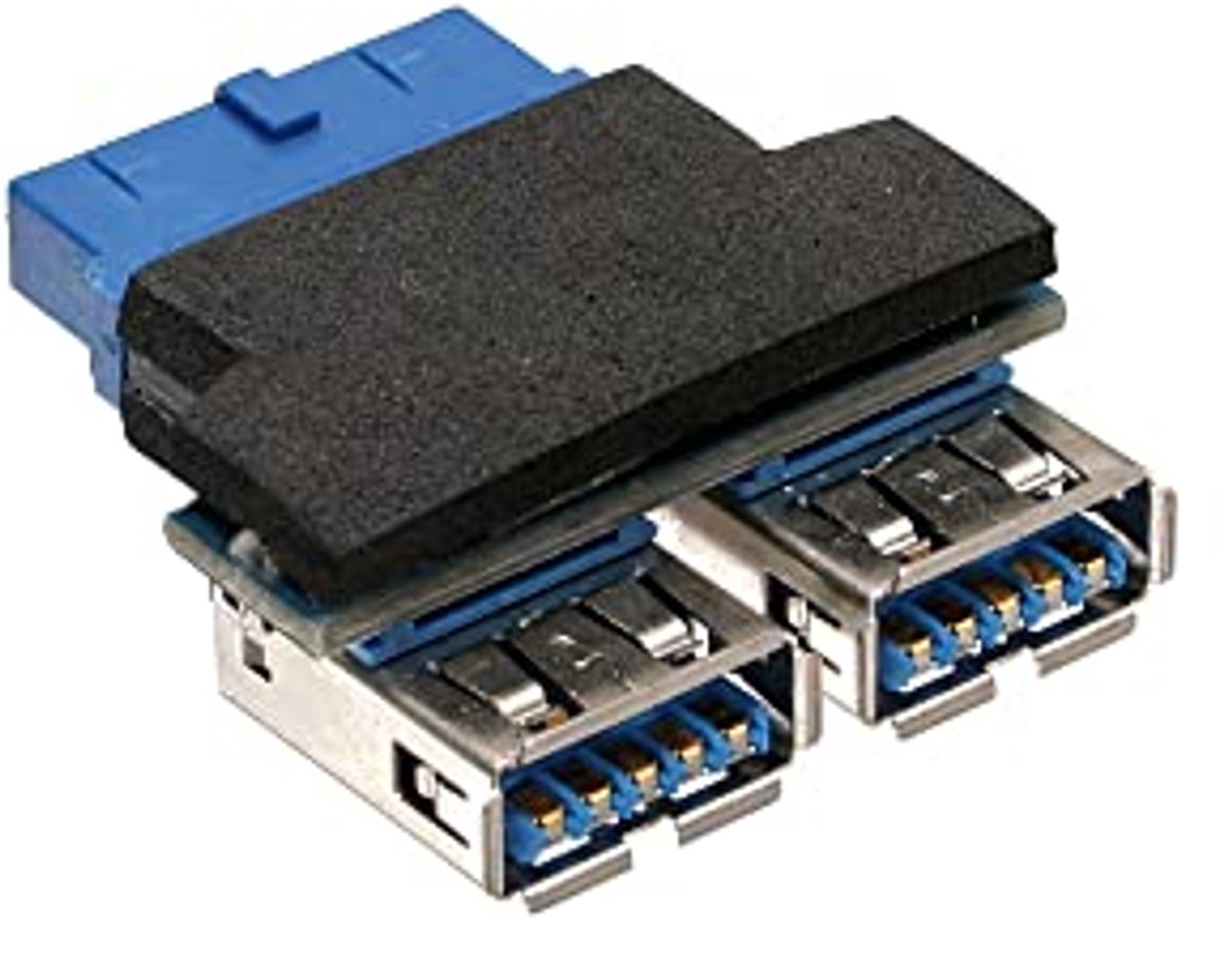USB 3.0 A naar pole connector adapter met 2 aansluitingen