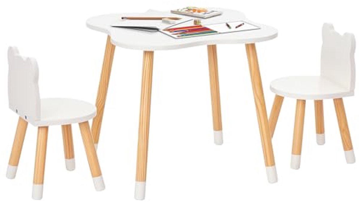 Image of 3-delige kinderzitgroep met tafel en twee stoelen - schattig berenontwerp