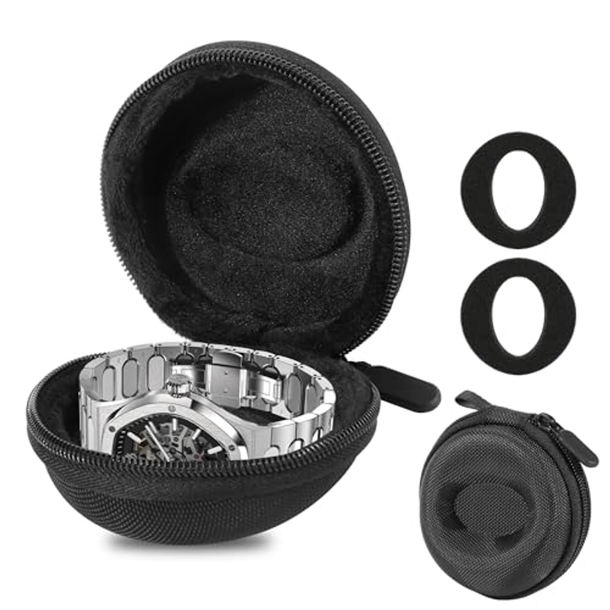 Draagbare horloge-opbergtas met ritssluiting - Schokbestendige horendebox voor mechanische horloges en smartwatches