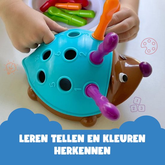 Elissio® - Montessori speelgoed Fijne Motorieke Egel - Sensorisch Speelgoed - Montessori Fijne Motoriek Kinderspeelgoed vanaf 6 Maanden - Educatief Baby Speelgoed 1 Jaar - Peuter & Kleuter Speelgoed 2-3 Jaar - Cadeau voor Meisjes & Jongens - Blauw van Elissio — afbeelding 3