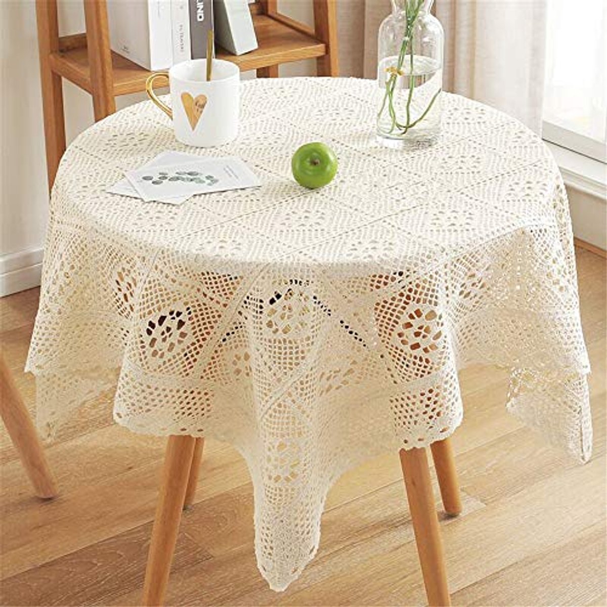 Vintage Gehaakt Tafelkleed met Kant - Elegante Decoratie voor Tafel
