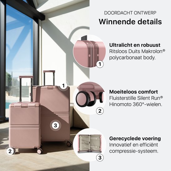 ONYX Hybrid Pro Check-in Koffer Medium 70 Liter - Gerecycled Polycarbonaat en Ritsloos Design - Reiskoffer met TSA slot en Spinner wielen - Candy Pink