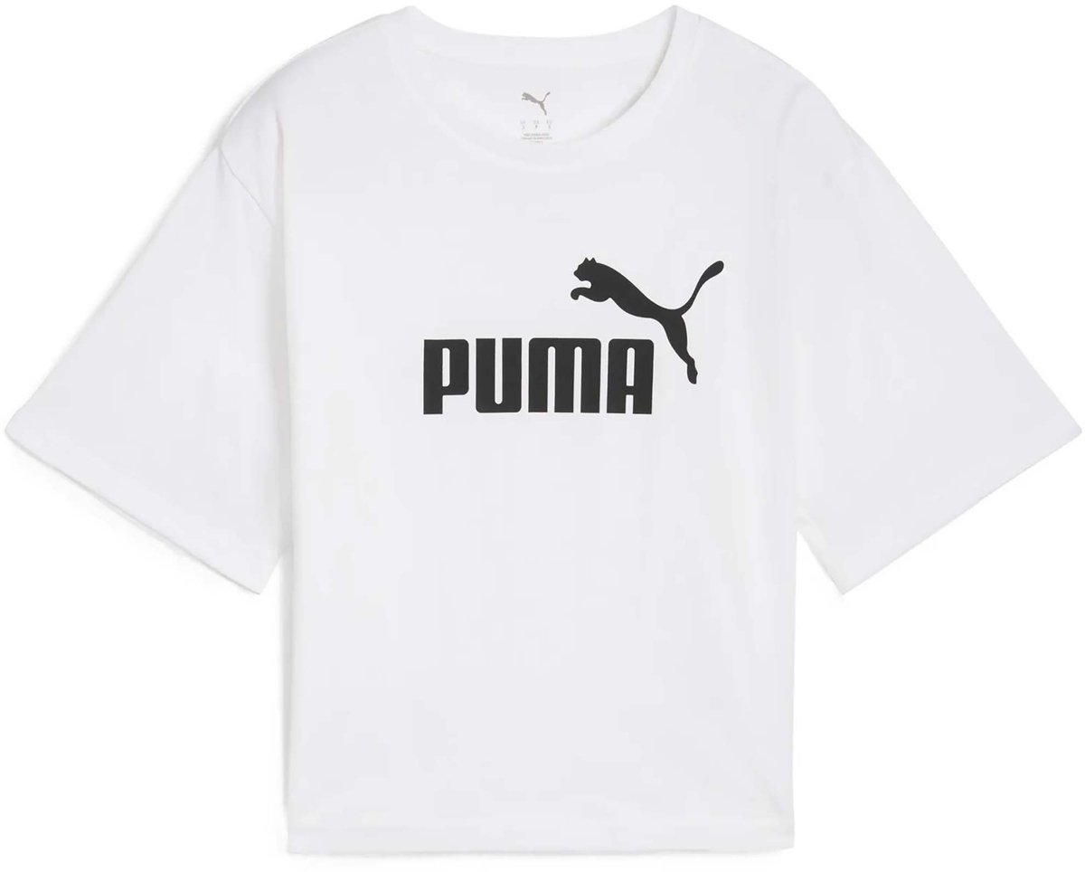 Puma Ess Cropped T-Shirt No. 1 Relaxed Tee Logo Sportswear Vrouwen Wit