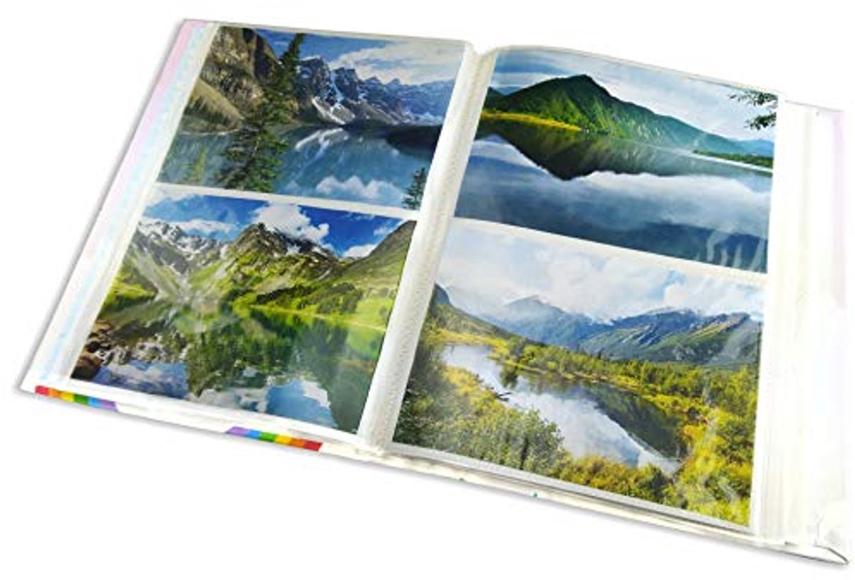 Fotoalbum 21x28 cm voor 200 foto's met transparante vakken