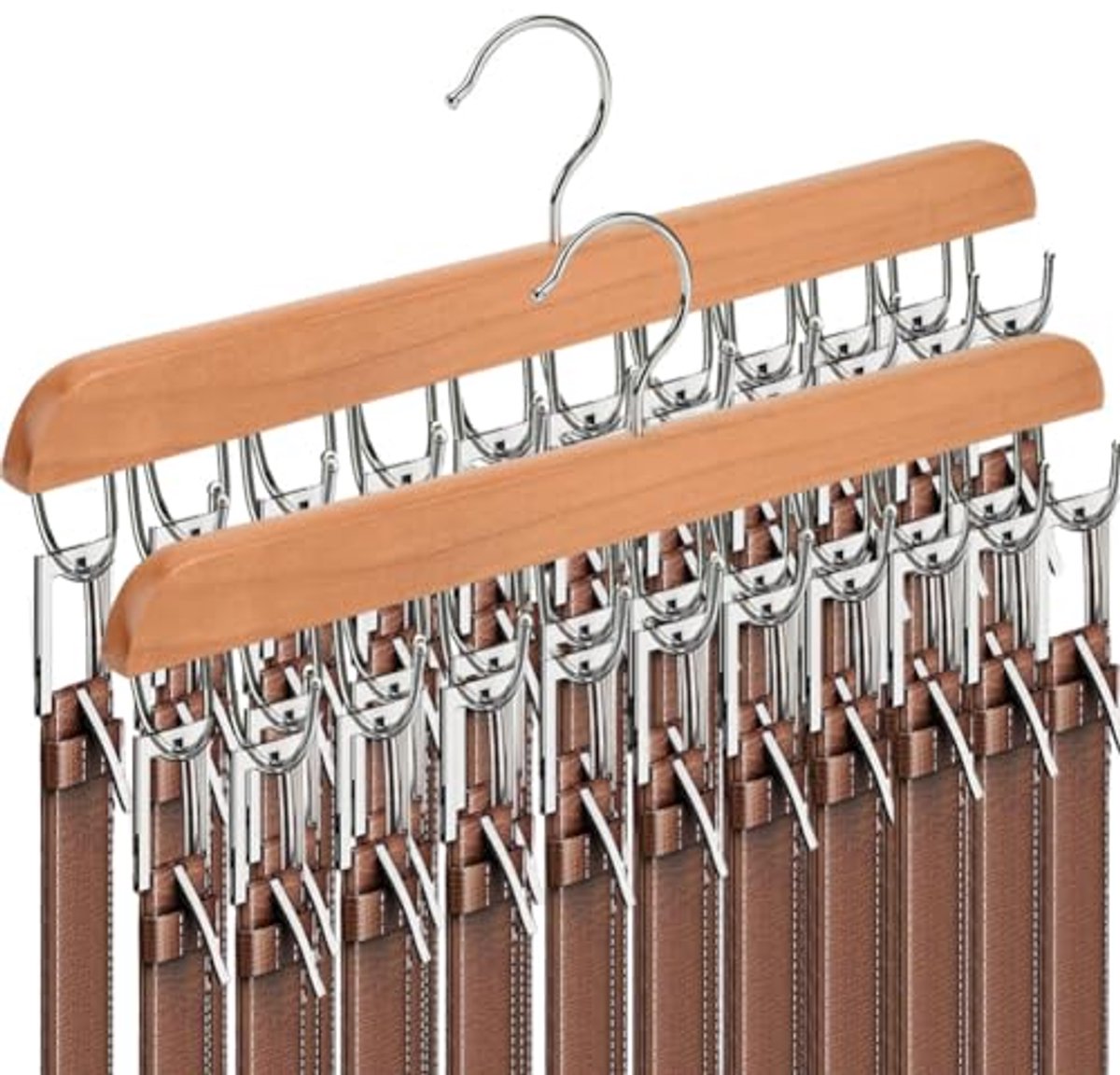 Ruimtebesparende Riemhanger - Houten Antislip Organizer voor Kasten - 2 Stuks