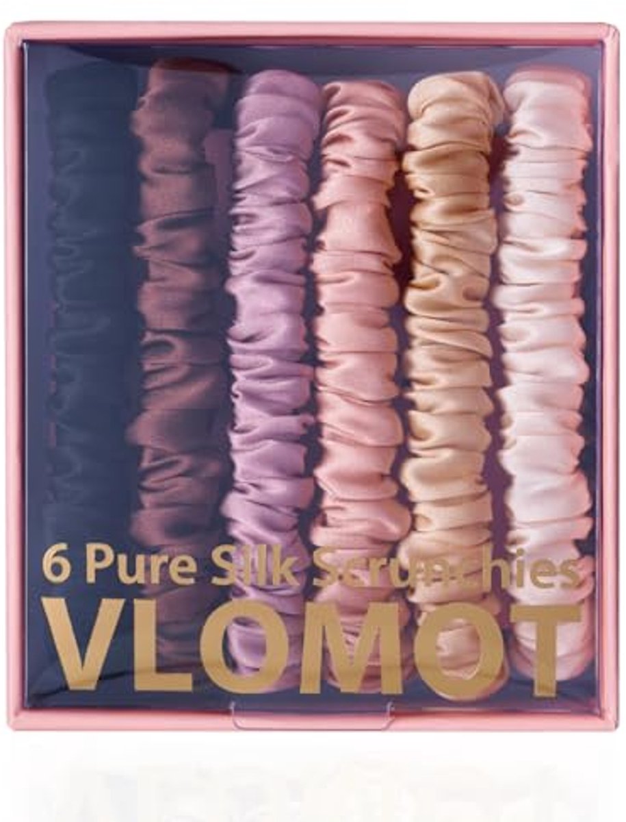 6-delige set van 100% pure moerbeizijde haaraccessoires in chique kleuren