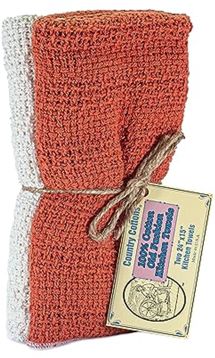 100% katoenen keukendoeken - Set van 2 - 24"x15" (Pumpkin Spice/Natural)