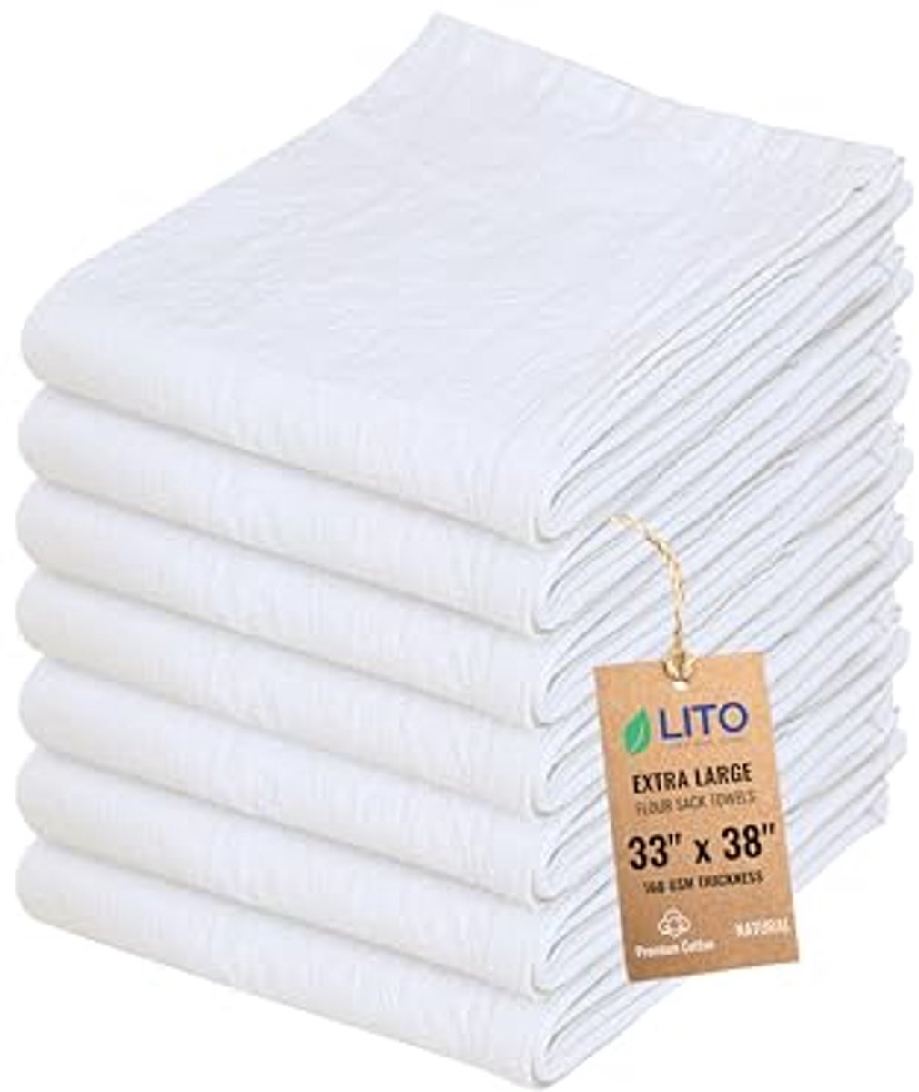 Katoenen Keukenhanddoeken 33x38 Inch - 7-Pack Absorberende en Duurzame Handdoeken