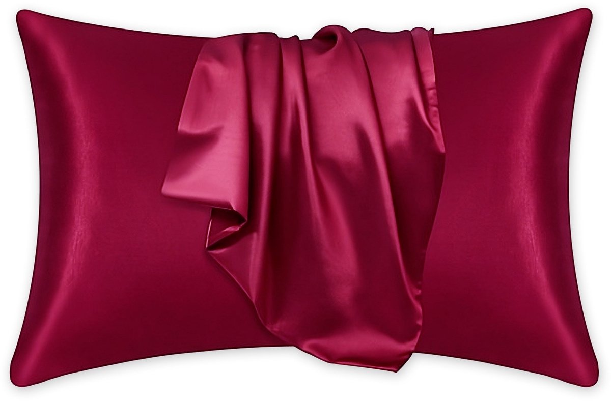 Satijnen kussensloop Rood 60 x 70 cm hoofdkussen formaat - AfricanFabs® Satin pillow case / Zijde zachte kussensloop van satijn (1 stuks)