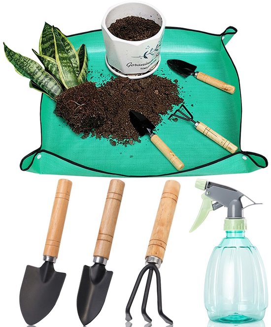 Bohrma Mini-tuingereedschapsset, 6 stuks, mini-plant, tuinschep, klein handvat, handheld, schop, hark, tuinset, gereedschap voor bonsai