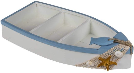 Étagères décorative - Thema maritime - 1 pièce - Blauw/ Wit - Bois - 42x20,5x6,5 cm