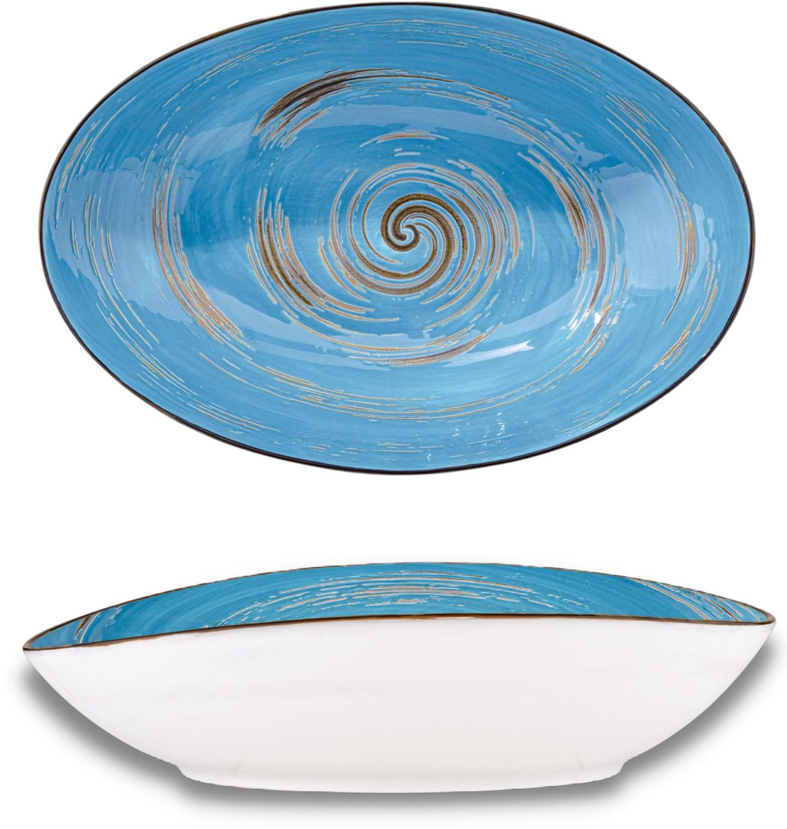 Wilmax Ovale Slakom Porselein Blauw 30 cm