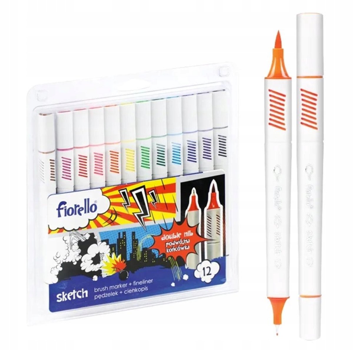 Fiorello dubbelzijdige schetsstiften - 12 kleuren
