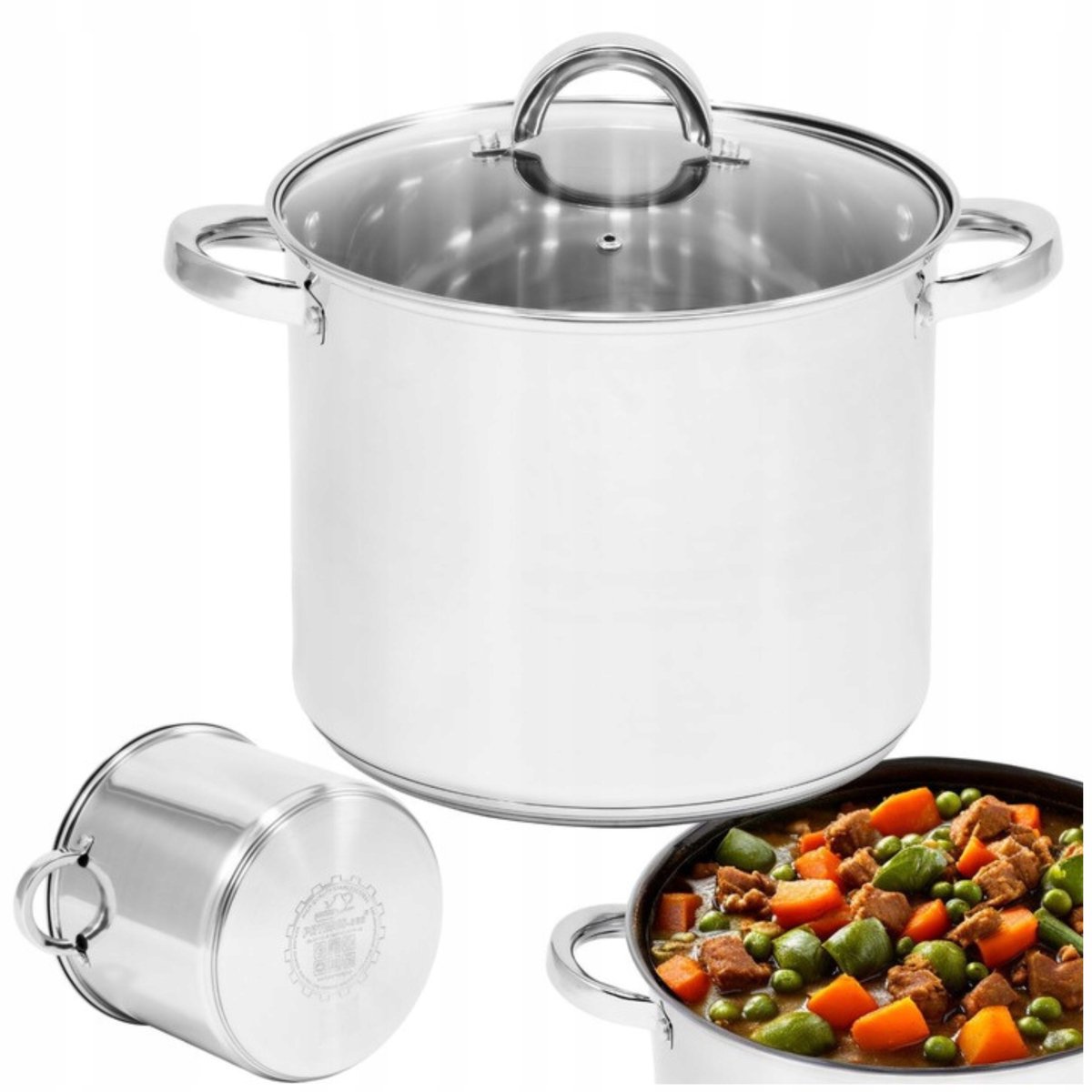 RVS Pan 6,5L Hoge Kookpan met Deksel - Inductie, Gas 22cm