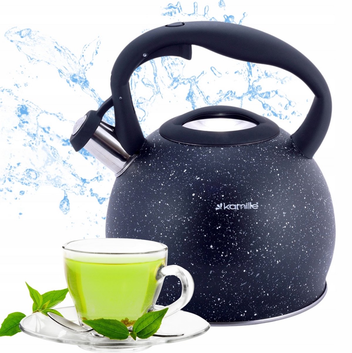 Kamille RVS Waterkoker met Fluitje - 3L - Geschikt voor Inductie