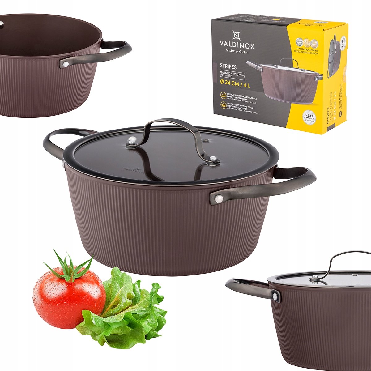 Valdinox Stripes Koekenpan 4L 24cm - Antiaanbaklaag, Inductie & Gas