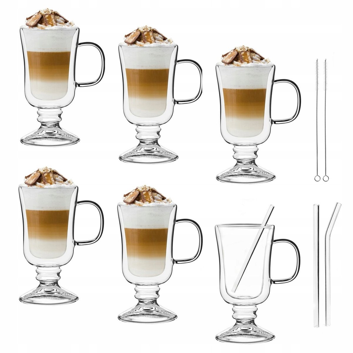 Tadar Sublime Irish Thermische Glazen 200ml met Glazen Rietjes (6 Stuks)