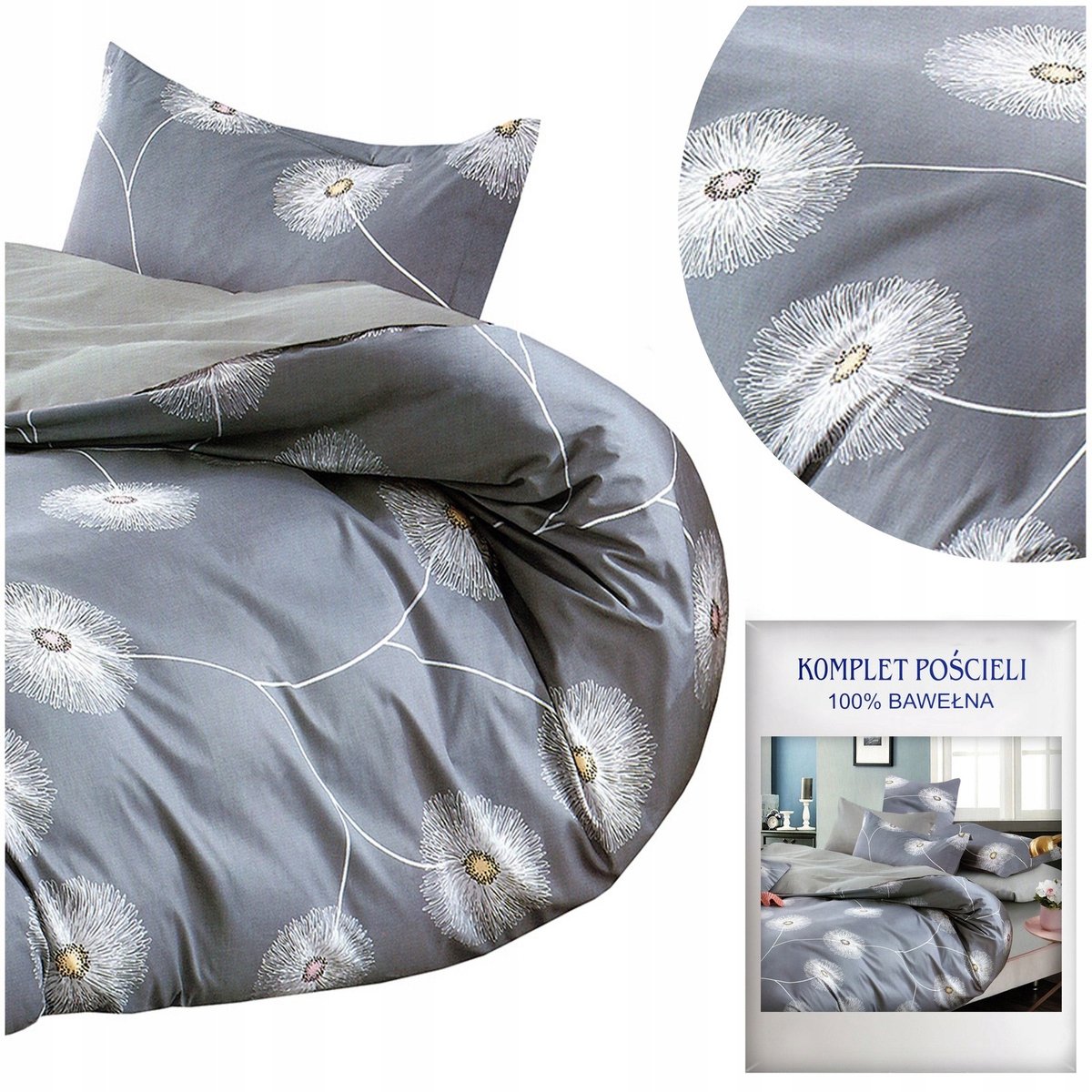 Katoensatijn beddengoedset 160x200 cm, 3-delig, stijlvol Aida