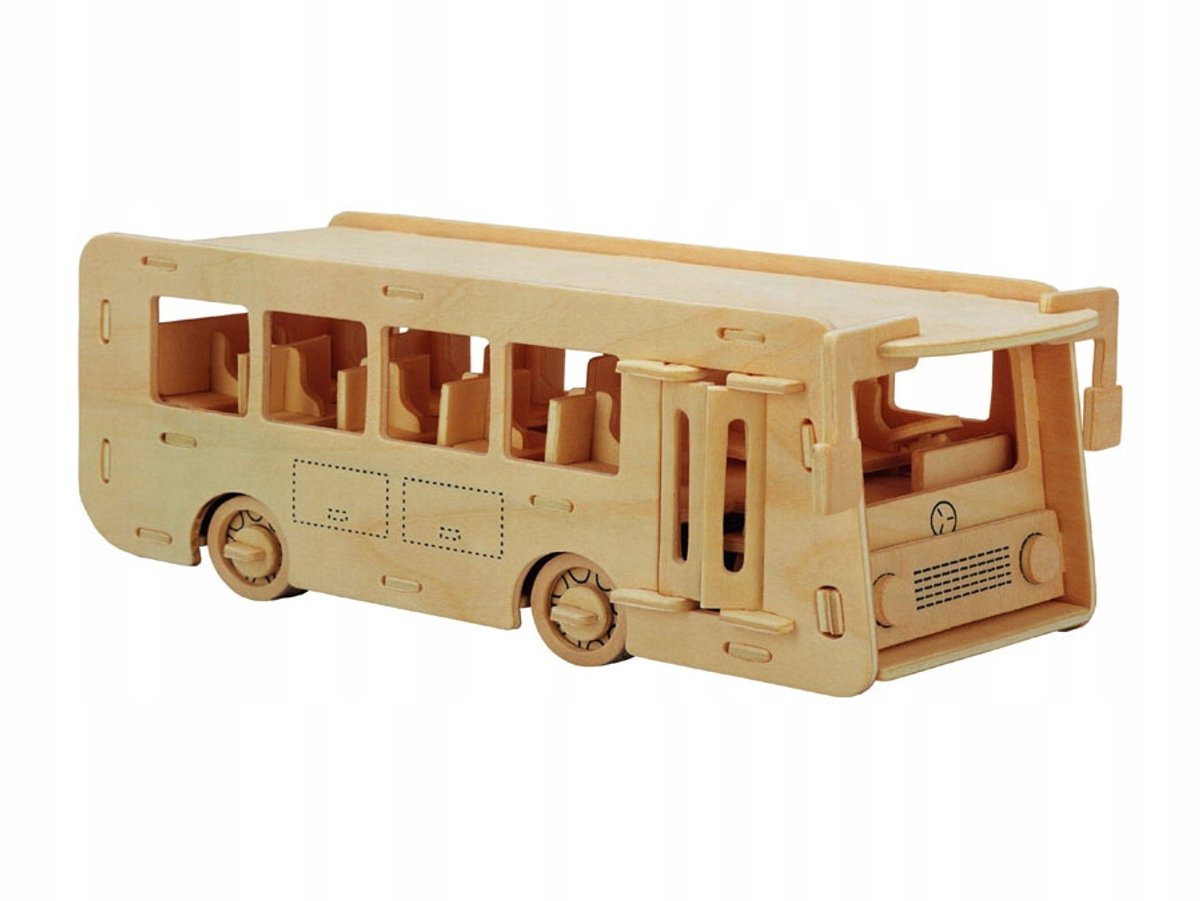 Houten 3D Puzzelbus - Leerzaam Knutselmodel