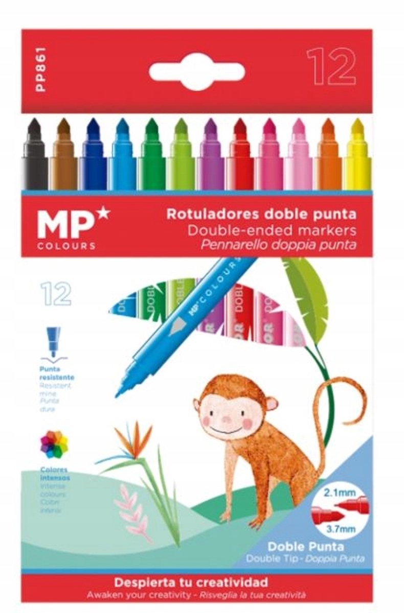 Dubbelzijdige Markers 12 Kleuren MP Main Paper