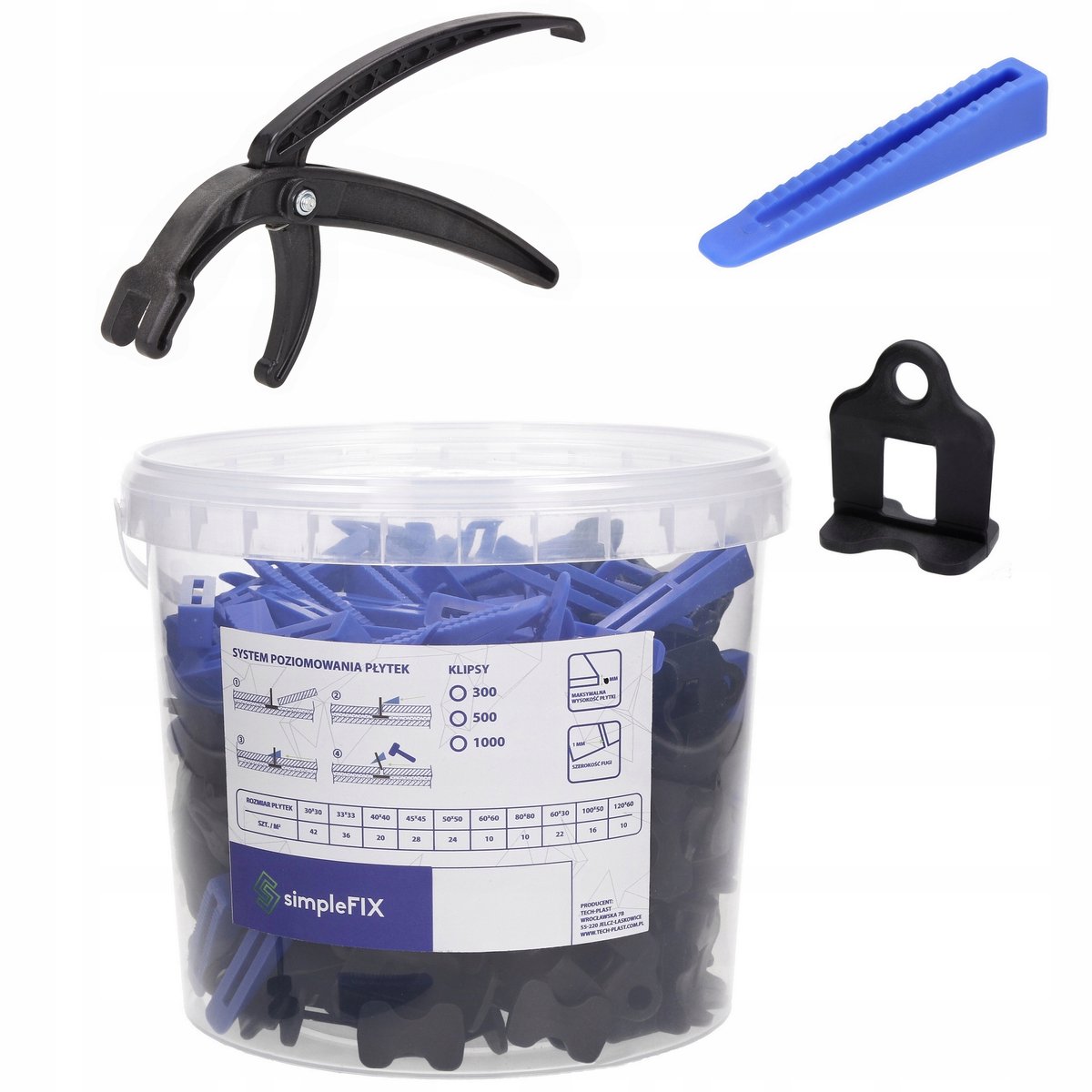 Simplefix Tegel Levelling Systeem: 200 Clips, 100 Wiggen + Tang