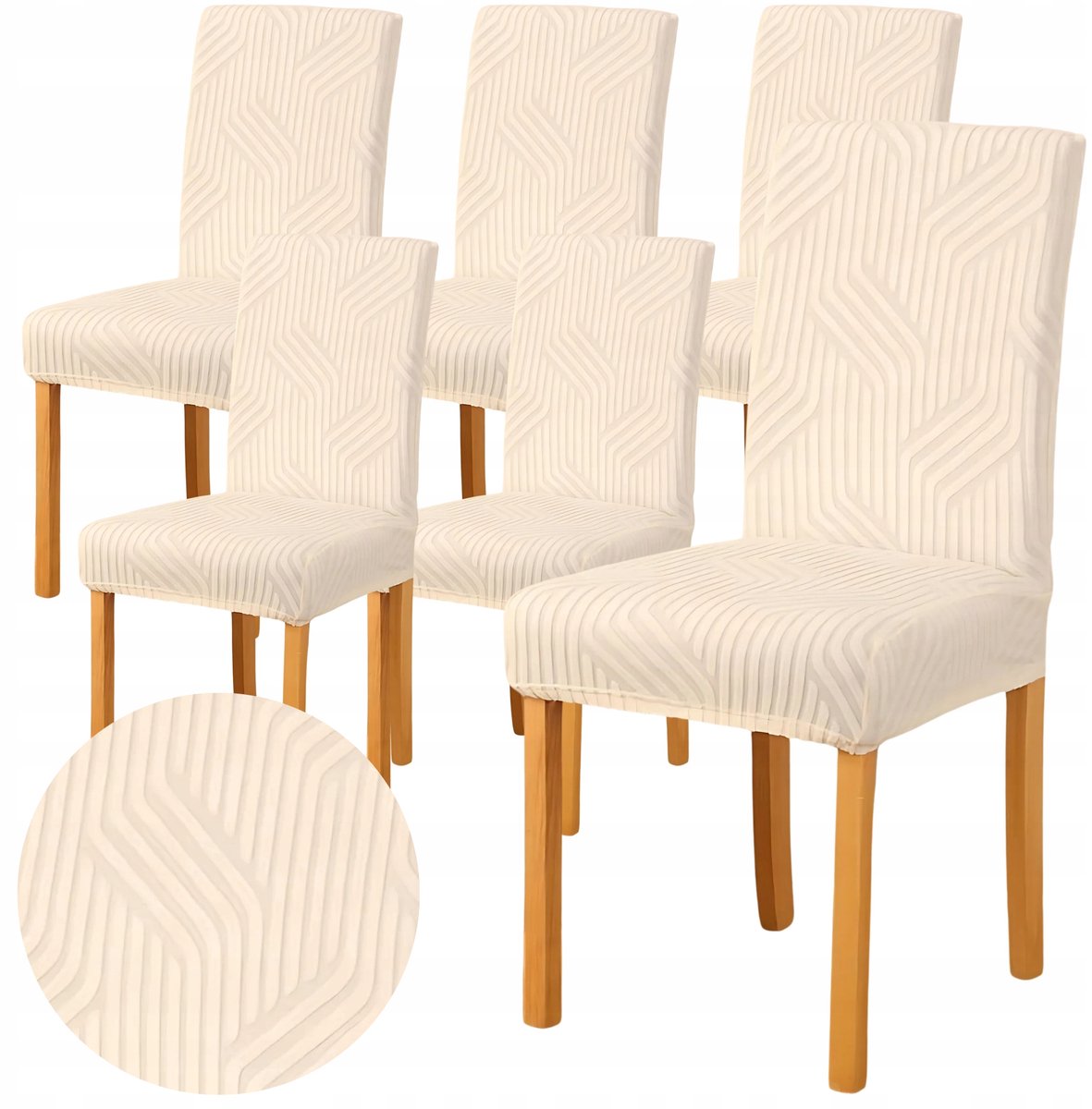 6x Universele Stoelhoes Jacquard Vlechtwerk - Crème
