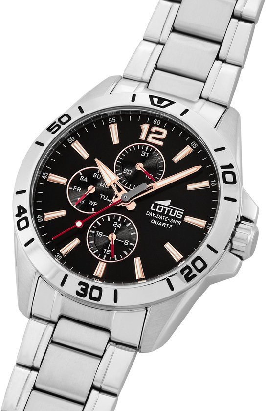 Montre dateur Multifuncion Black - Rose-gold