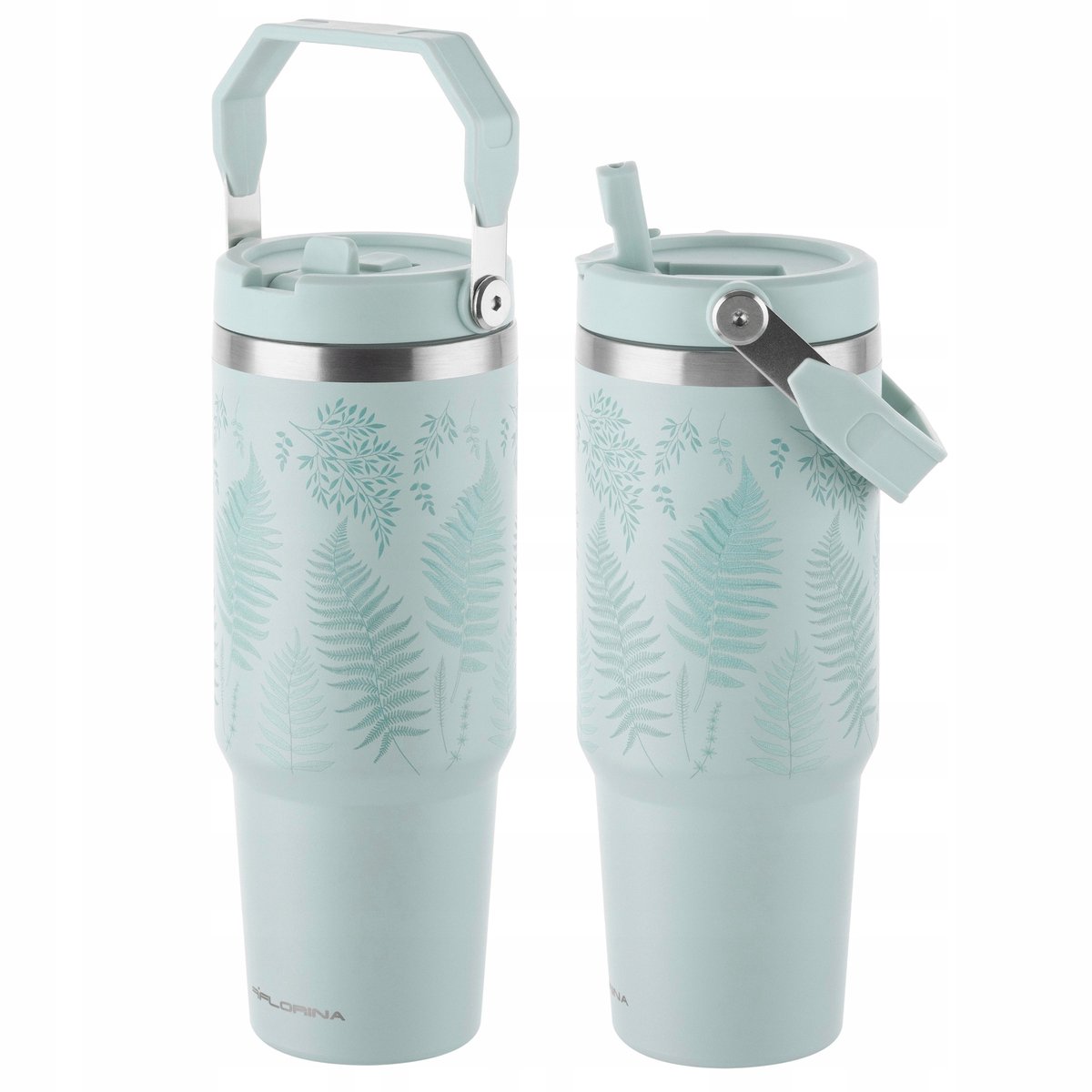 Thermosbeker met Rietje 890ml - Roestvrij Staal - Mintgroen