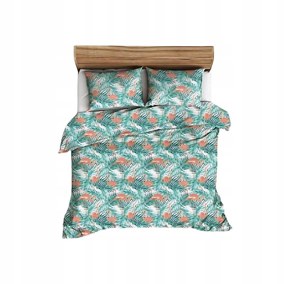 Kora Beddengoed Set 160x200cm Turquoise Wit Flamingo's