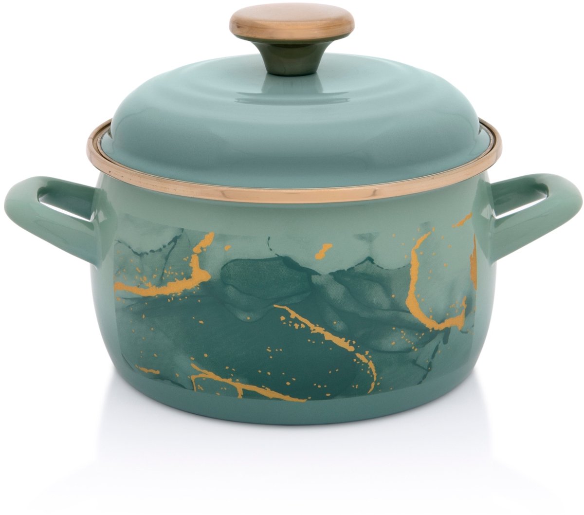 Emalieren Pan Mint Groen 16cm 2.2L Marble - Geschikt voor Inductie