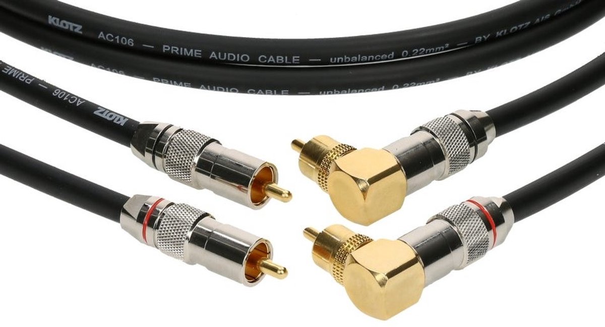 Klotz ALPA030 RCA recht 2p - RCA haaks 2p kabel 3m (set van 2)