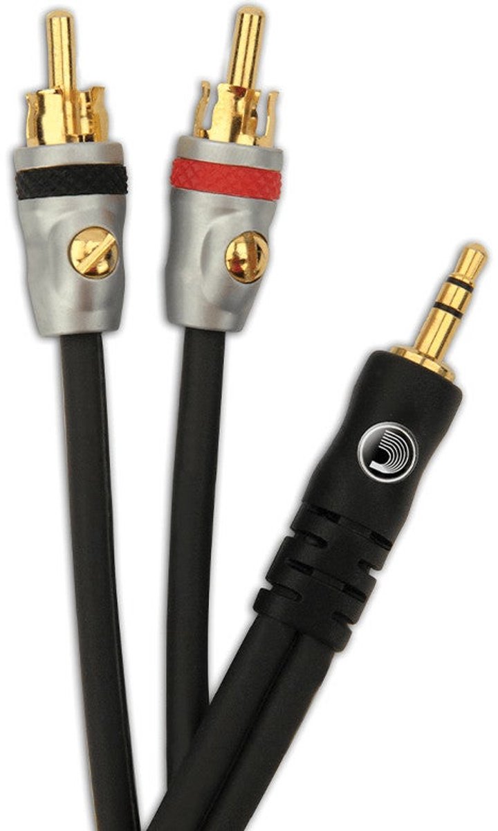 D'Addario PW-MP-05 D'Addario Dual RCA to Stereo Mini Cable voor home studio, 5 ft