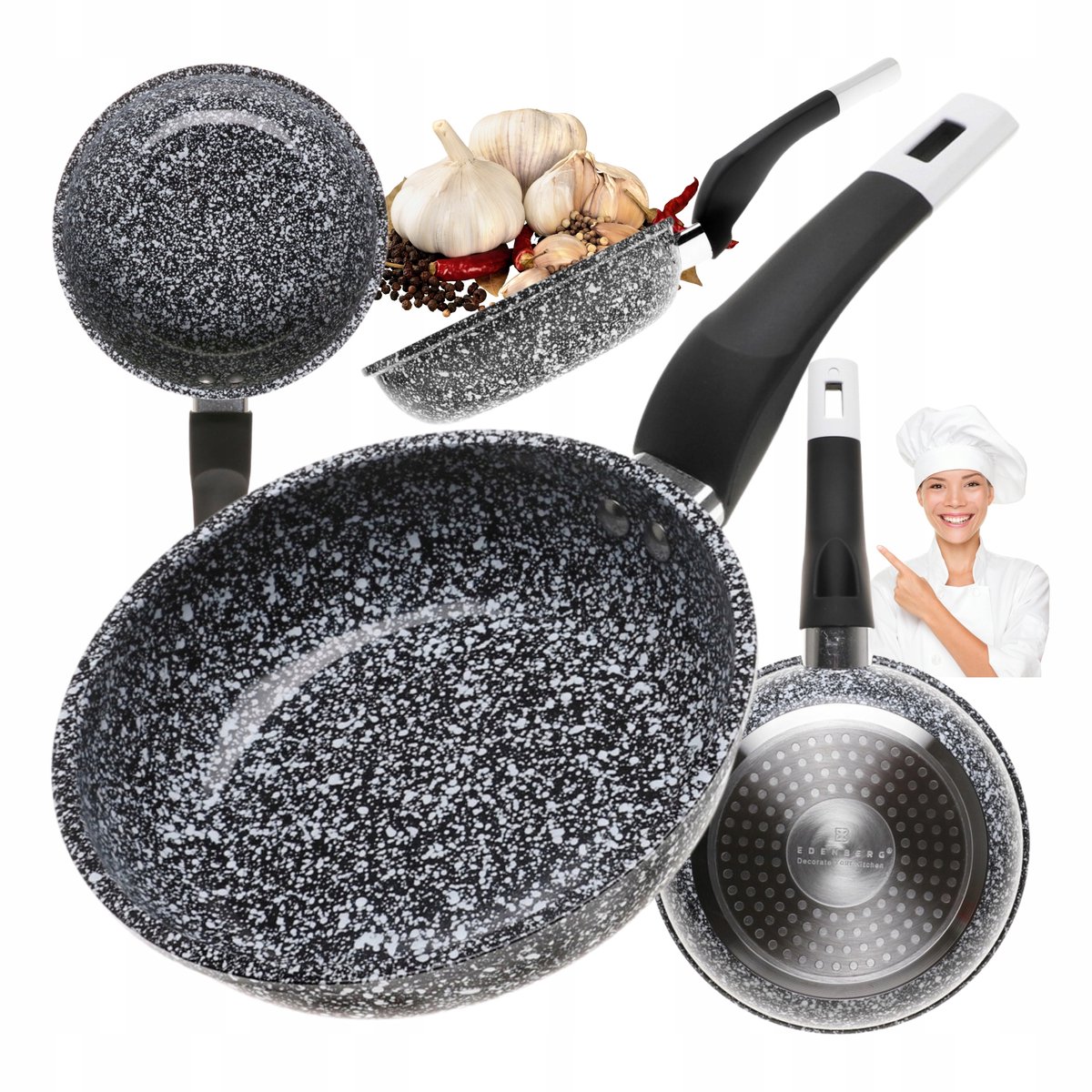 Granit Traditionele Koekenpan 28cm - Geschikt voor Gas & Inductie