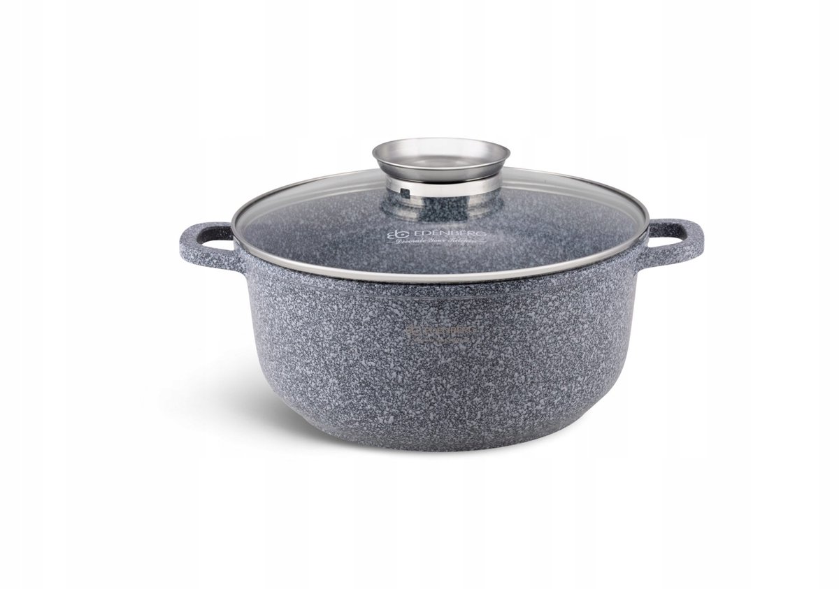 Merkloos Granieten Braadpan met Deksel - 5,6L, 26cm, Geschikt voor Inductie