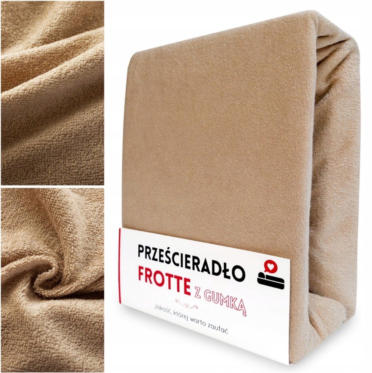 Fijne Frotté Hoeslaken met Elastiek 80x160 cm Beige