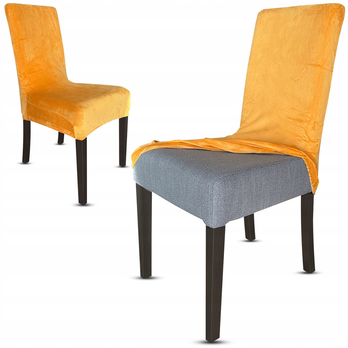 Universele velours stoelhoes - Mosterdgeel