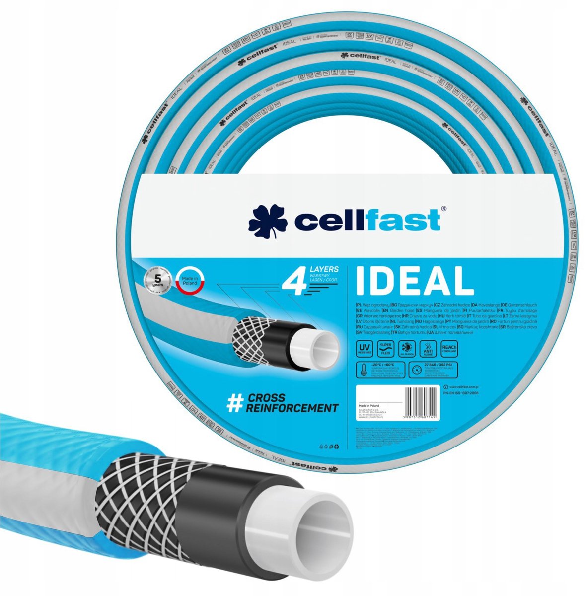 Cellfast IDEAL 4-laags tuinslang 1/2" 30m 27 bar
