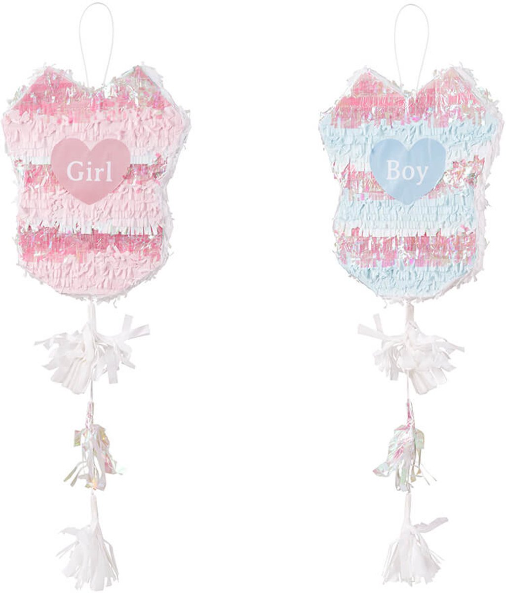 Gender Reveal Pinata Boy or Girl romper | Blauw en Roze | Geslachtsonthulling | Bekend making geslacht