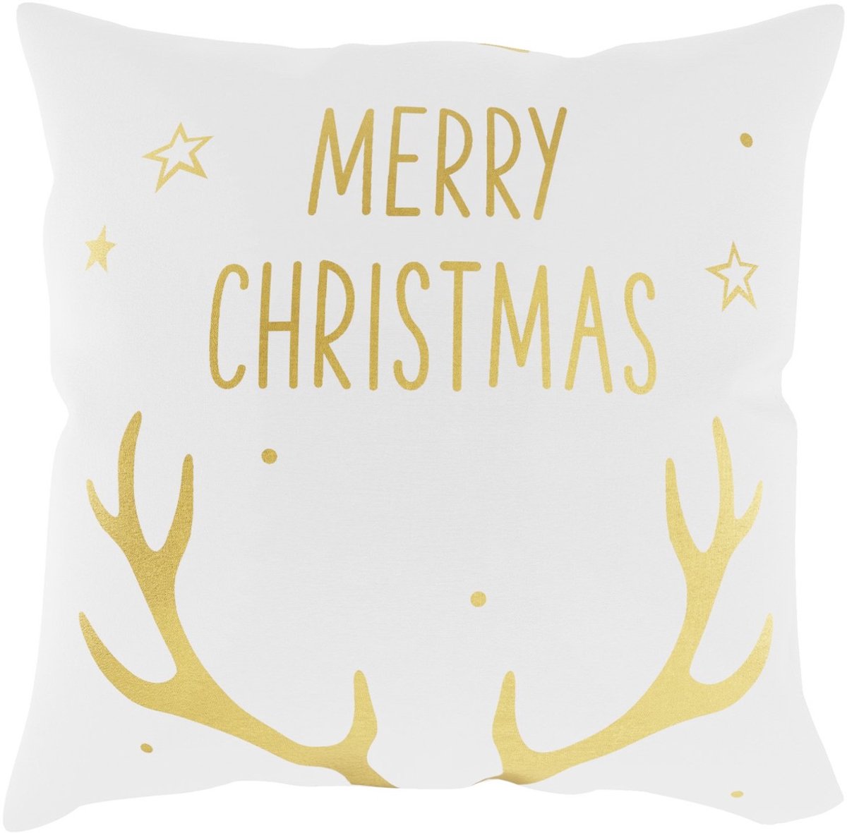 Kerstkussenhoes 45x45cm Wit Goud - Sfeervol en Stijlvol