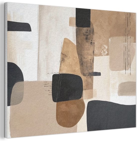 Akoestisch wandpaneel 40x30 cm - Vilt schilderij Vlakken - Abstract - Zwart - Strepen - Akoestische panelen - Geluidsdempende wanddecoratie - Geluidsisolatie woonkamer - Muurdecoratie geluidspanelen