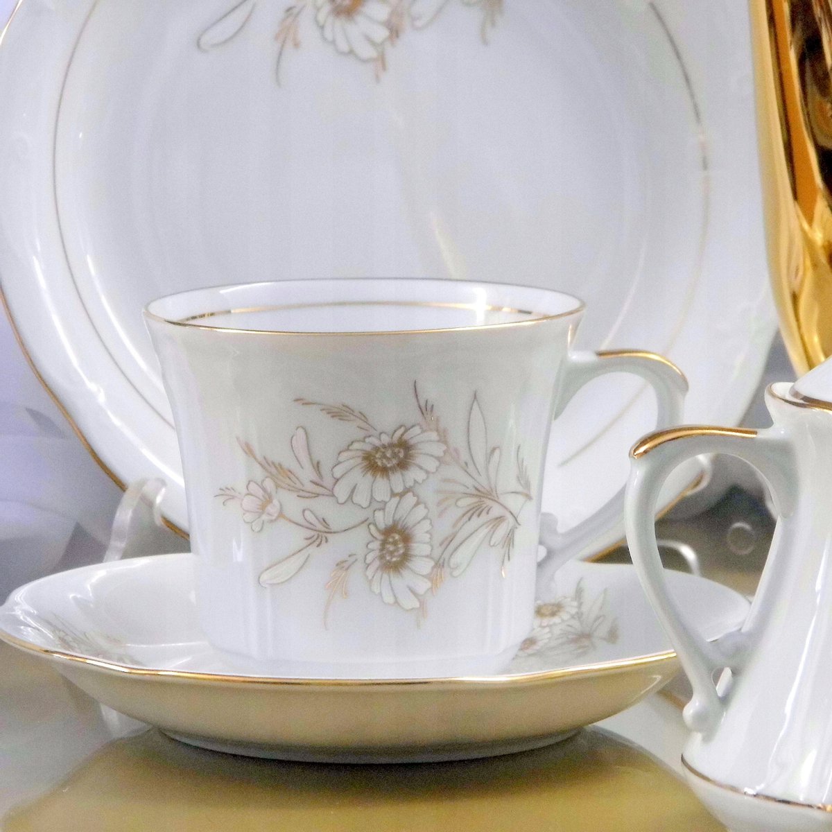Malcer Kamelia Koffieservies 3-delig, 1 Persoon, Goudkleurig