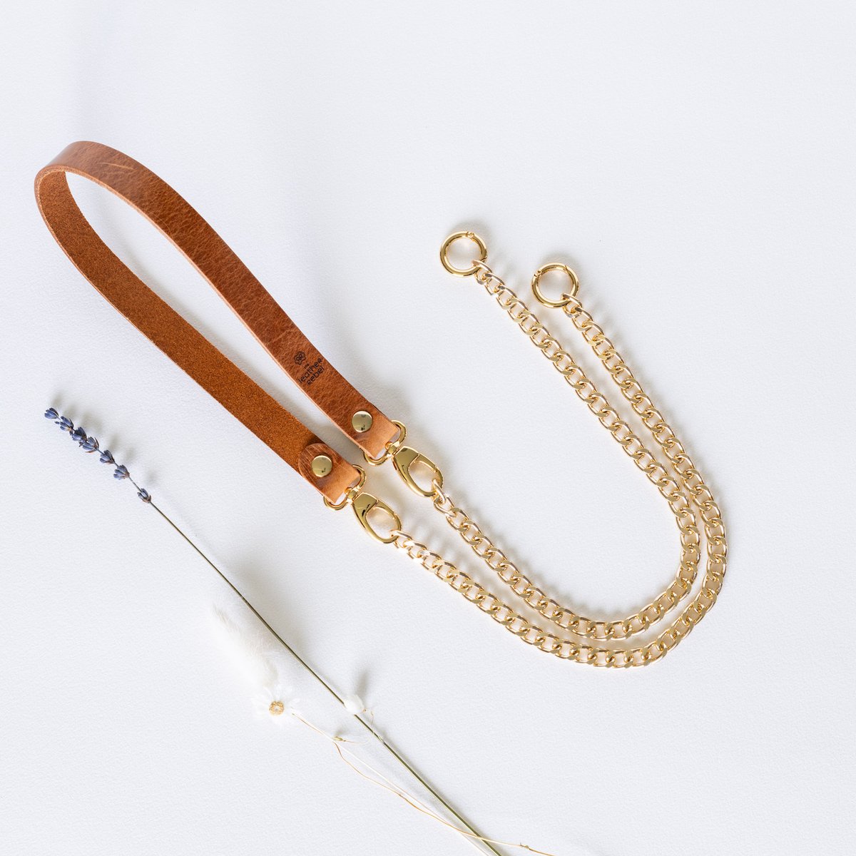 The Leather Rebel - Telefoonkoord - cognac - goud