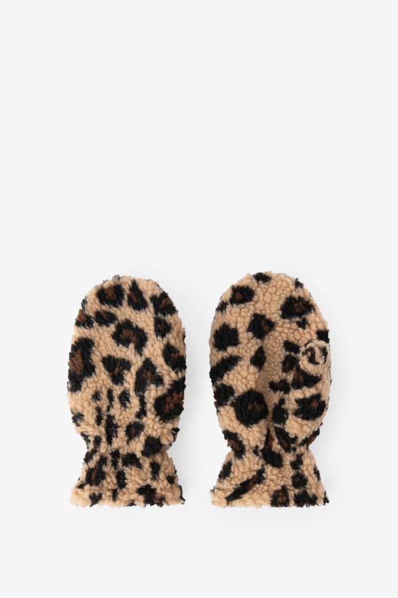 Sissy-Boy - Bruine teddy wanten met leopard print - XXS-XS