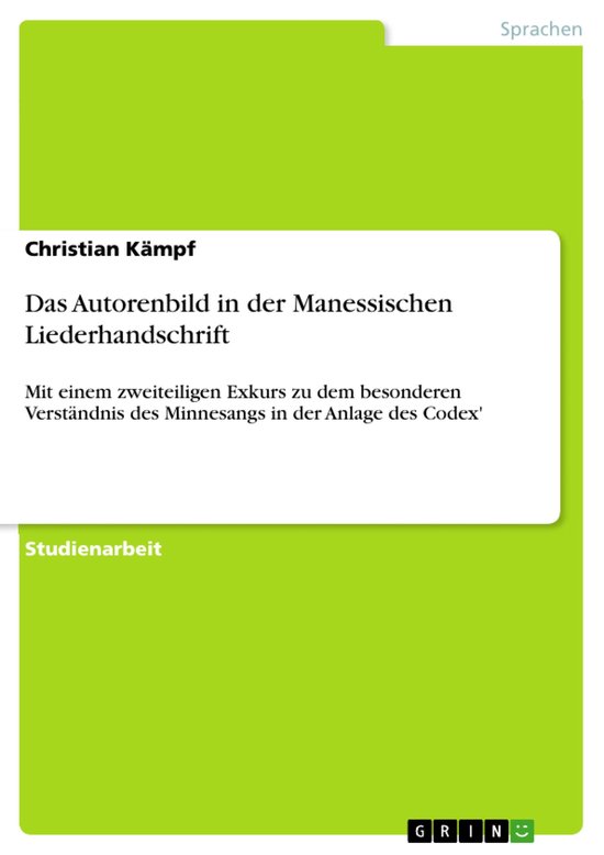 Das Autorenbild in der Manessischen Liederhandschrift - cover