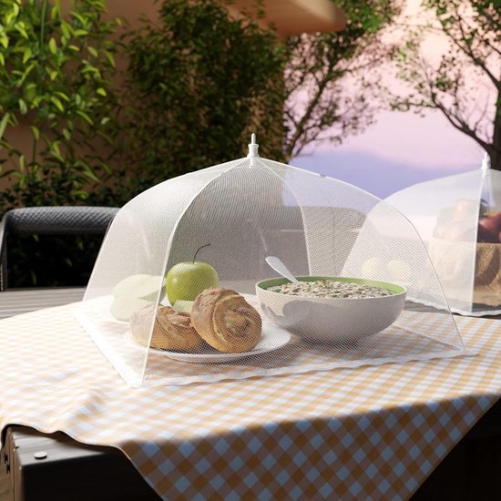 Voedselkap - 3 stuks - Vliegenkap - Bescherm je eten - Polyestervezel - Vliegen - Afdeknet - Vliegenkapjes opvouwbaar - Foodcover - Opvouwbaar - BBQ - Buiten Eten - 48cm — afbeelding 2