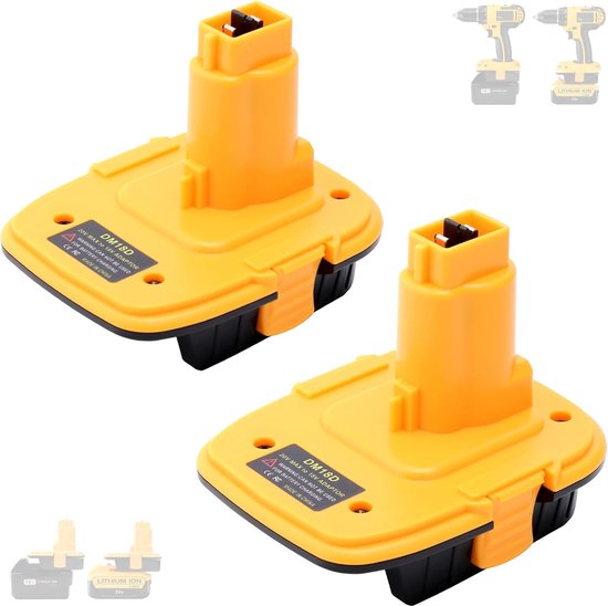 Adaptateur de batterie DM18D (2 paquets) Compatible avec les outils Dewalt 18 V, conversion compatible avec Dewalt 20 V