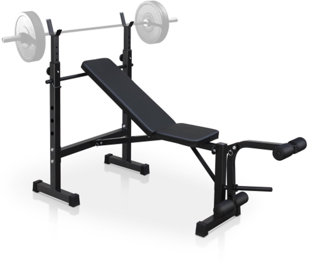 Olympische halterbank, benchpressset met squatrek en bank voor thuisgymnastiek, volledige lichaamstraining